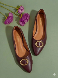 Wine Grace Flats Deep mehroon & elegance buckle
