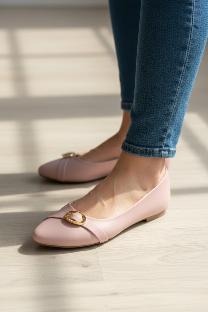 Blush Aura Falts Soft pink color & elegance buckle